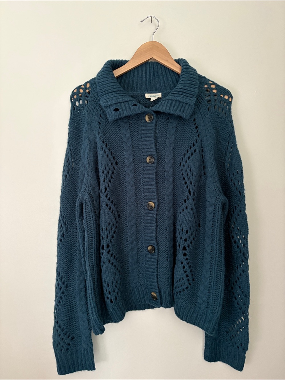Sundance Winter Tryst Wool Blend Cardigan Apres Ski Casual Button Front Size L